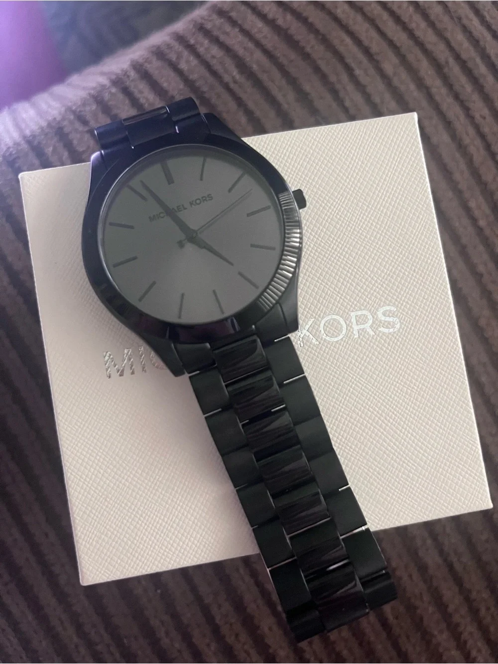 Michael Kors Men's Black Stainless Steel Bracelet Watch with Minimal Dial
